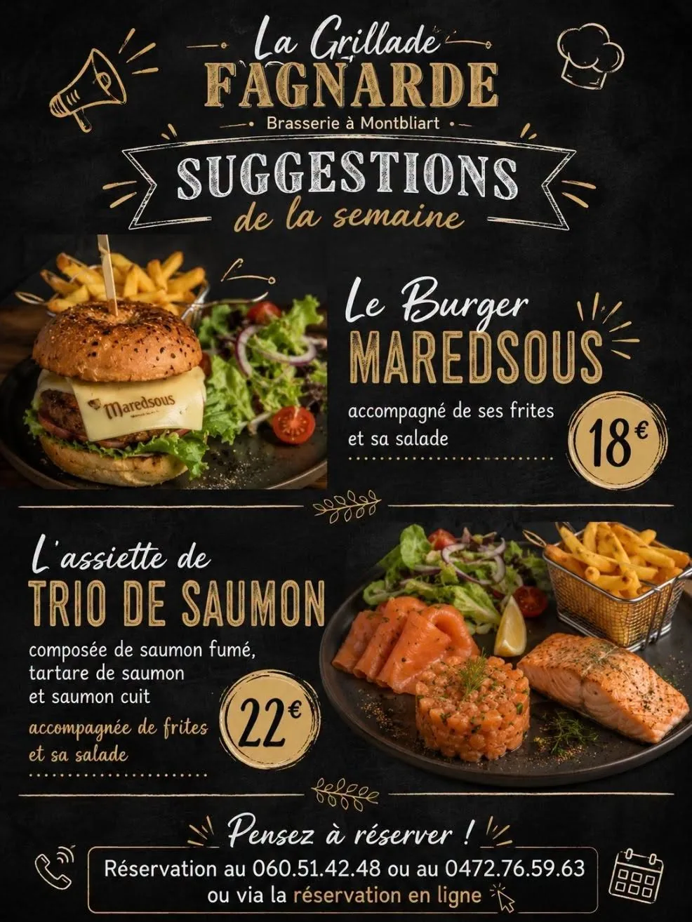 Affiche des suggestions de la semaine — La Grillade Fagnarde