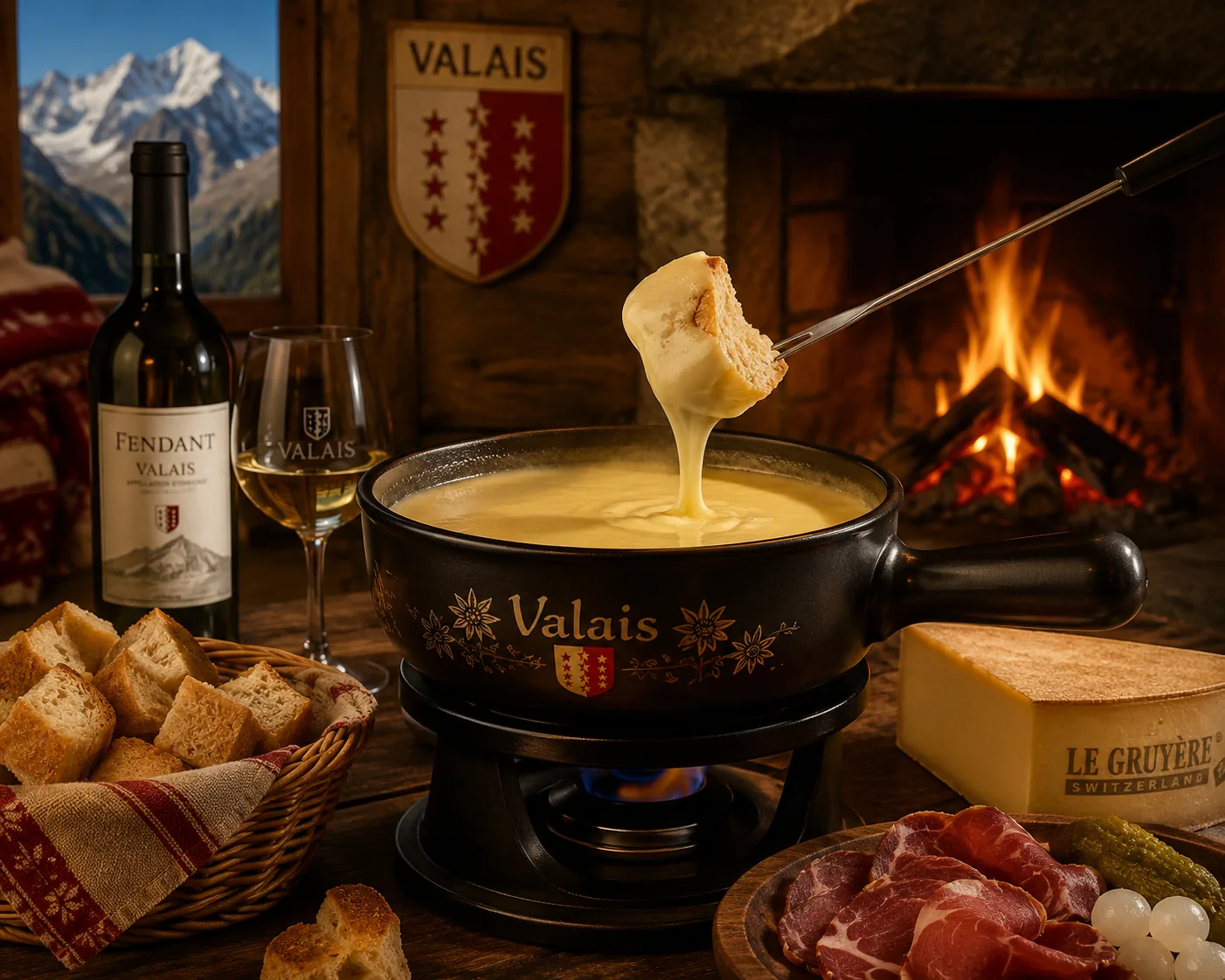 Fondue valaisanne servie au Restaurant Tagalop, Ohain